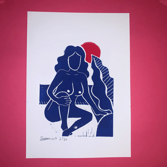 Linogravure A4 édition limitée "Amour de soi" 