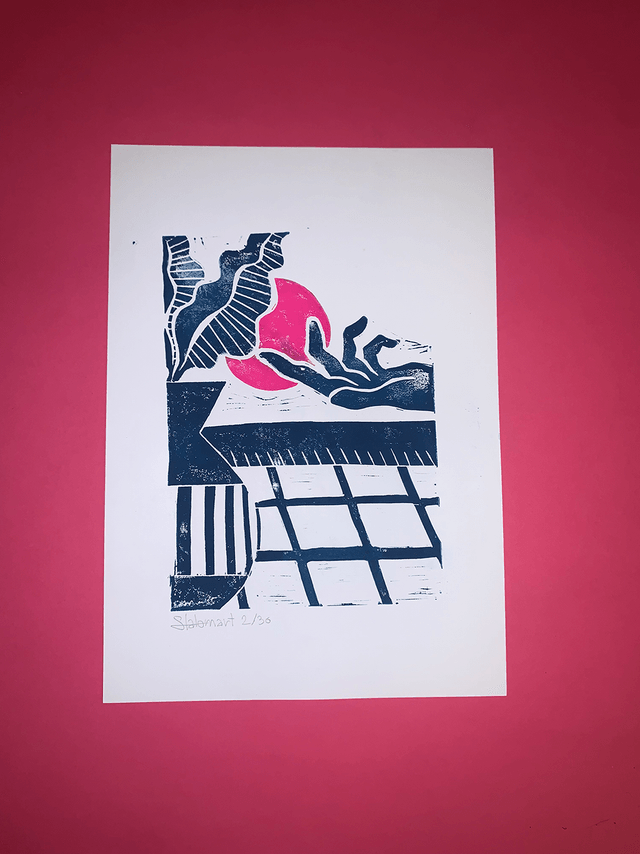 Linogravure A4 édition limitée "Délicatesse" 