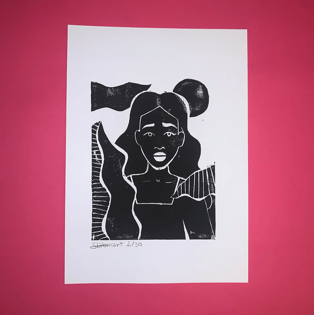 Linogravure A4 édition limitée "Lost in nature" 