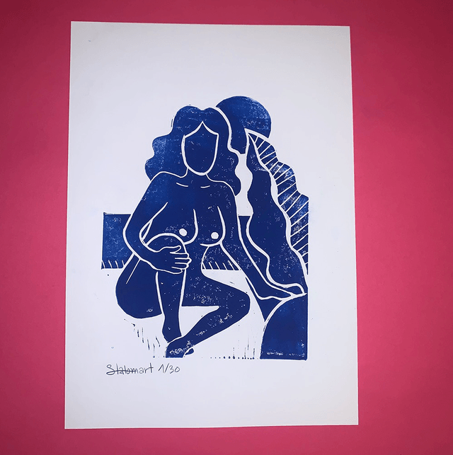 Linogravure A4 édition limitée "Amour de soi" 