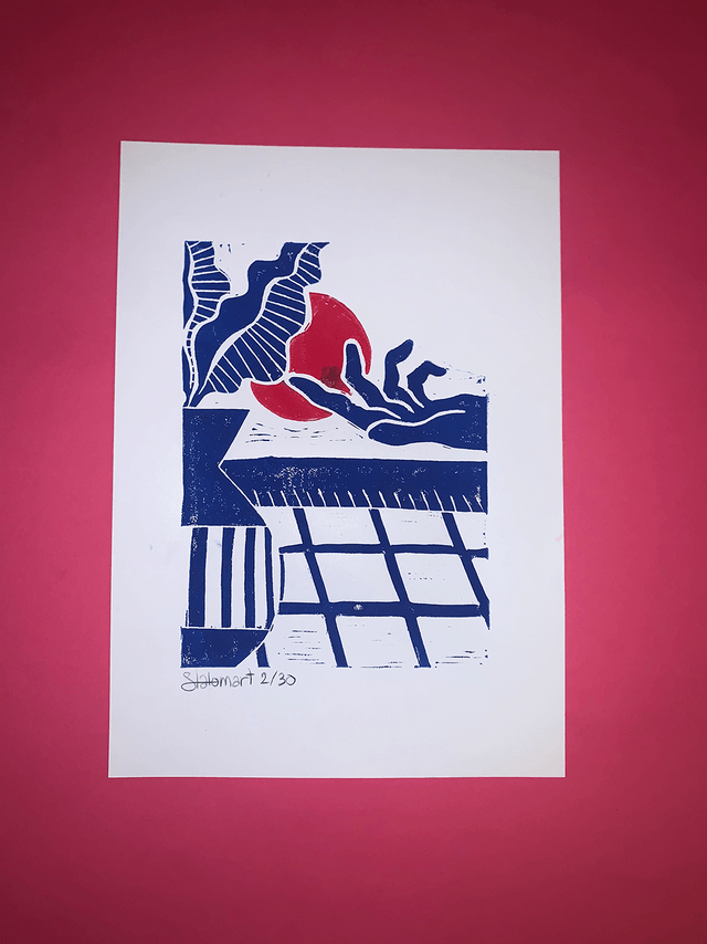 Linogravure A4 édition limitée "Délicatesse" 