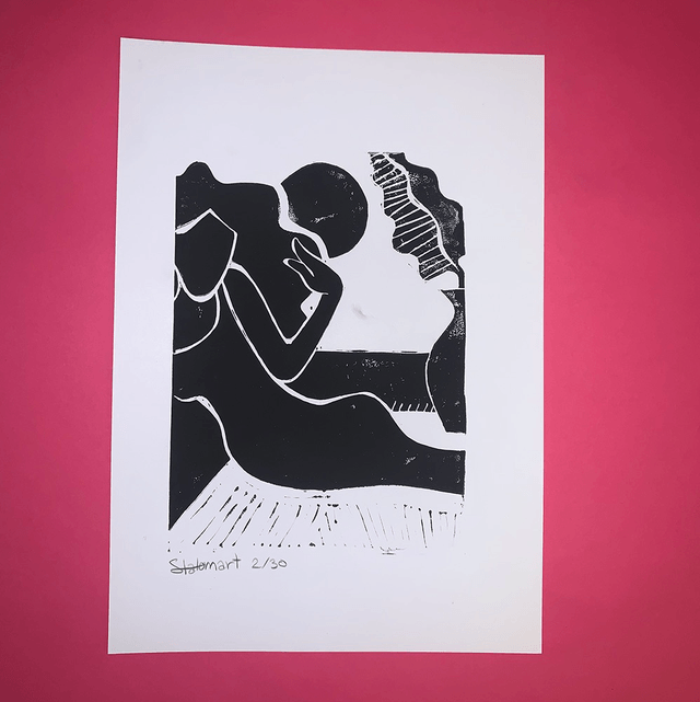 Linogravure A4 édition limitée "Douce soirée" 