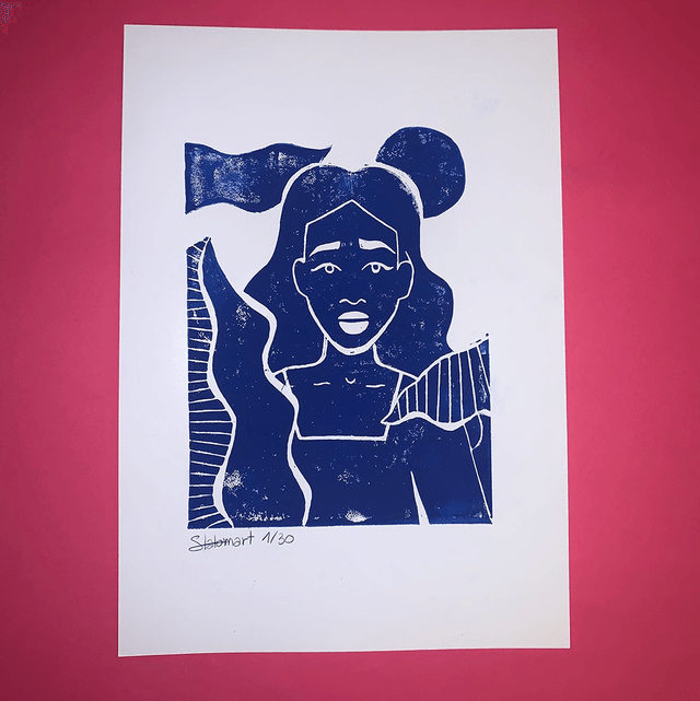 Linogravure A4 édition limitée "Lost in nature" 