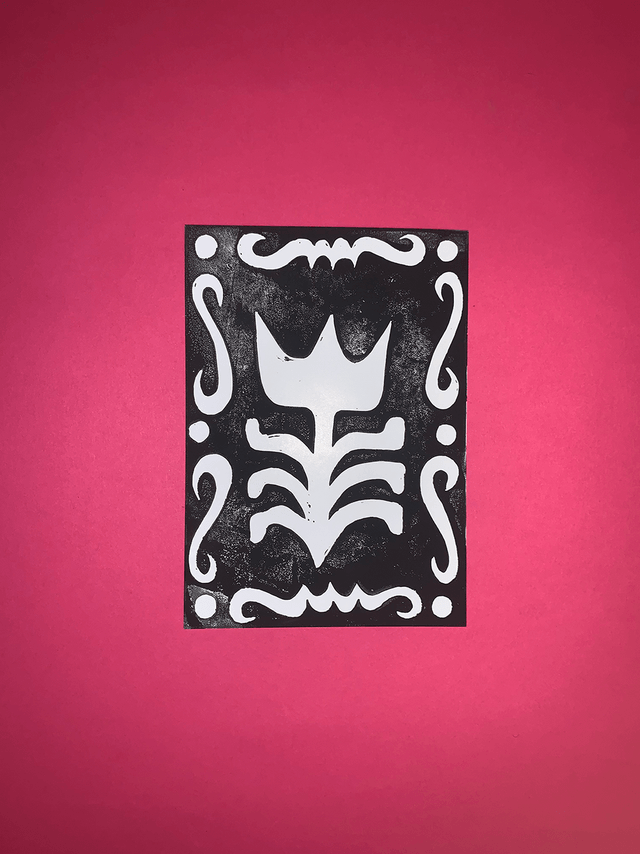 Carte postale linogravure originale "Motif"