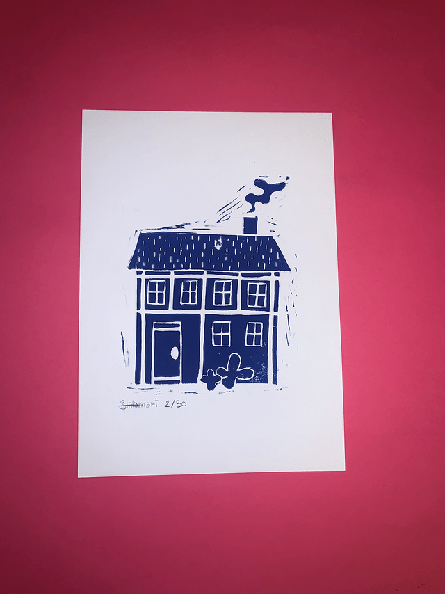 Linogravure A4 édition limitée « La maison »