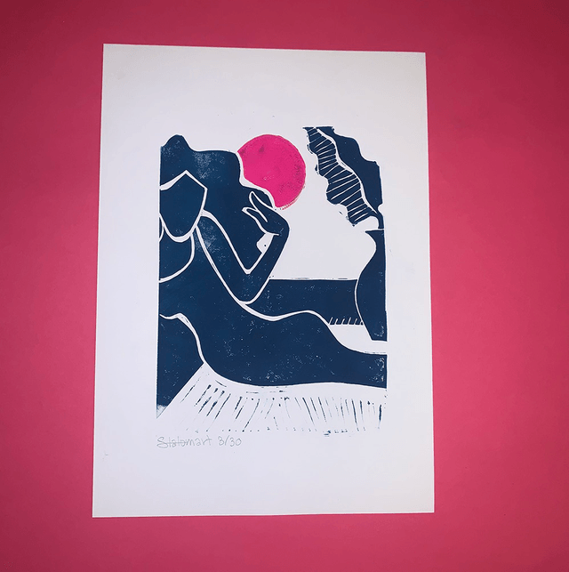 Linogravure A4 édition limitée "Douce soirée" 