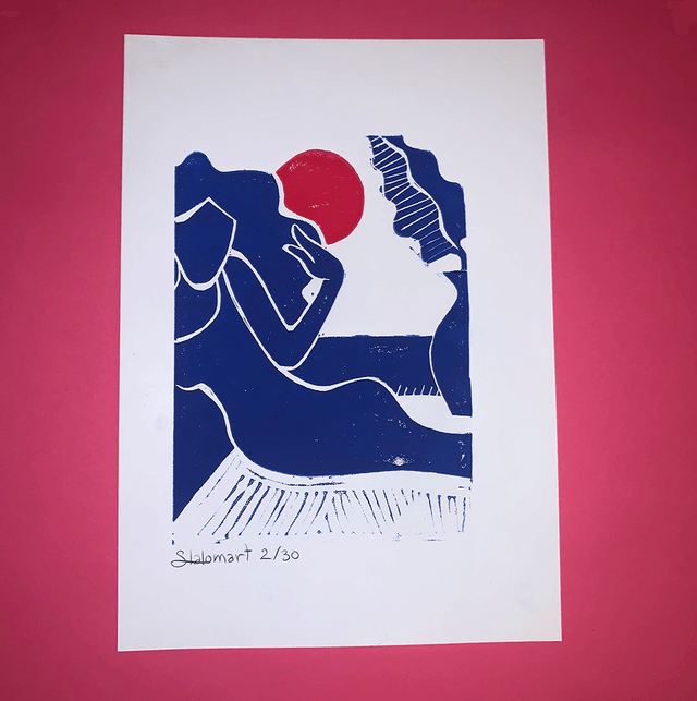 Linogravure A4 édition limitée "Douce soirée" 