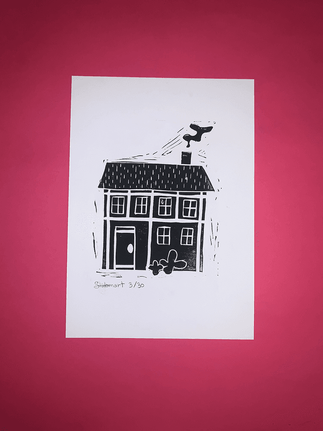 Linogravure A4 édition limitée « La maison »